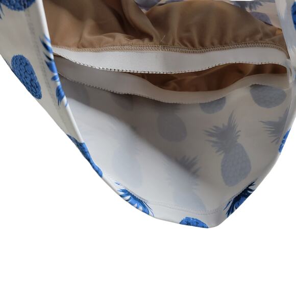 Kortni Jeane Tankini Pineapple Blue/White Mesh Sweetheart Swim Top Women Sz Med - Picture 4 of 6